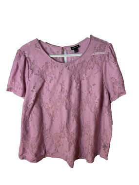 Torrid Abbey Lace Short Sleeve Blouse Lavender size 2X